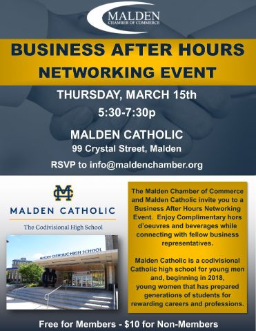 mcc business after hours networking event at malden catholic networking event flyer