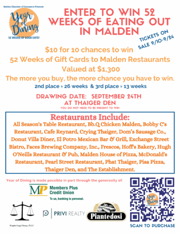 Year of Dining flyer that lists the details of the event and a list of the restaurants.